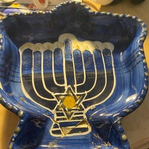 Jewish menorah dish